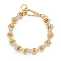 Luxury Gold 10mm Gypsy Link with Stones Belcher Bracelet with Albert Clasp