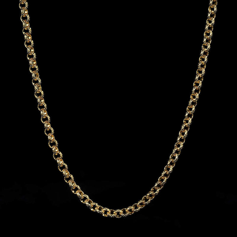 Luxury 4mm 9ct Gold Filled Diamond Cut Pattern Belcher Chain