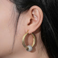 Gold Large Hoop Earrings with Disco Ball