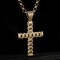 New Gold Curb Cuban Cross Pendant 22 Inch 8mm Belcher Chain