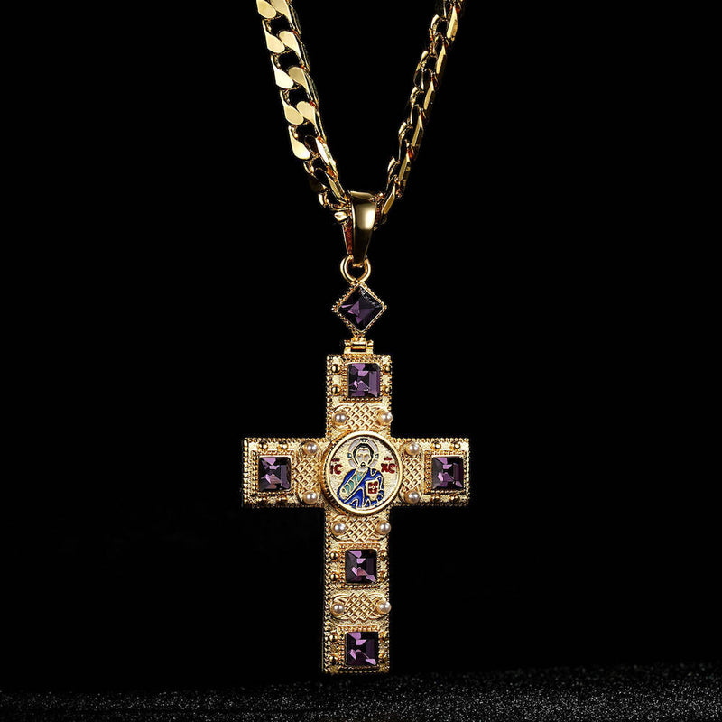 Heavy Gold Pectoral Cross Pendant