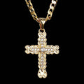 New Luxury Gold-Filled & Gold-Filled Ornate Cross Pendant with Stones