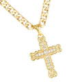 New Luxury Gold-Filled & Gold-Filled Ornate Cross Pendant with Stones