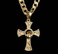 Gold Filled Celtic Claddagh Cross Pendant with Cuban Curb Chain – 22 Inches, 44g