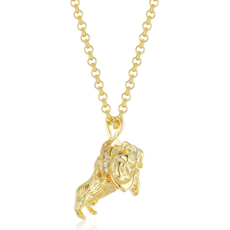Gold Bulldog Pendant with Stones