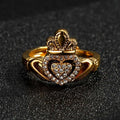 New Premium Gold Claddagh Adjustable Ring with Stones