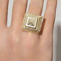 XXL Gold Pyramid Ring with Stones
