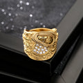 Gold Filled Saddle Ring with Stones – Size 10 (UK T) – Tarnish Resistant Statement Jewellery