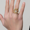 Gold Filled Saddle Ring with Stones – Size 10 (UK T) – Tarnish Resistant Statement Jewellery