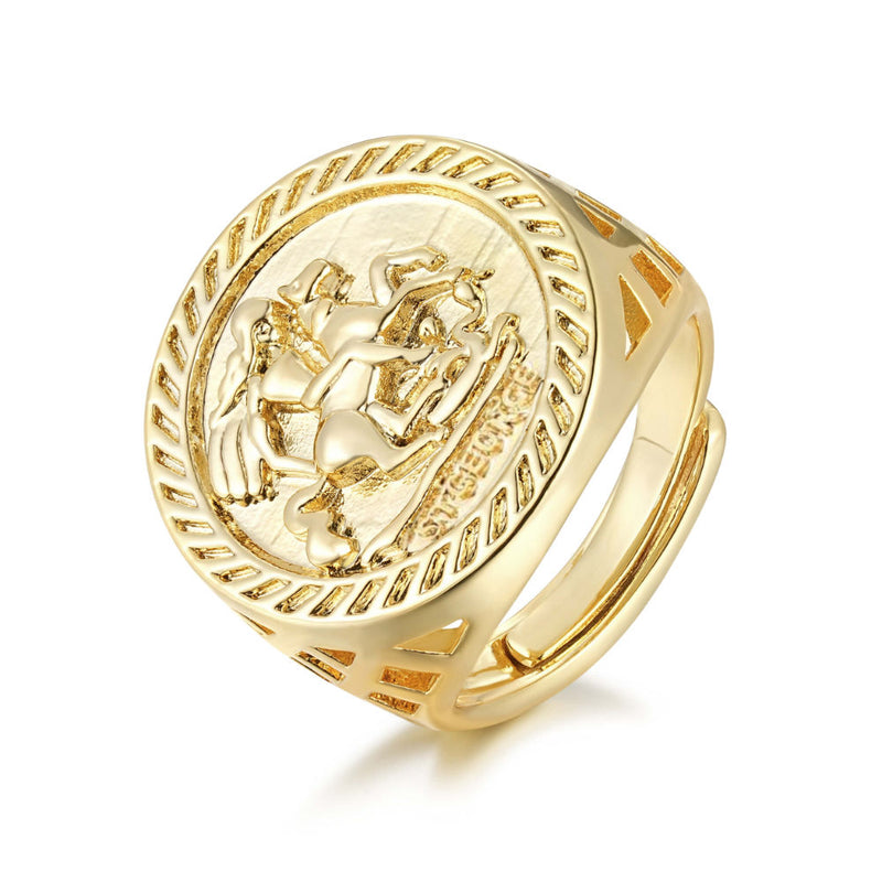 Gold St George Sovereign Ring Size Q Adjustable