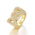 Premium Waterproof Gold Dad Ring with Stones
