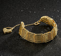 Large Gold Ladies Gate Bracelet with Double Sided Heart Padlock-Bracelets-Bling King-Bling King
