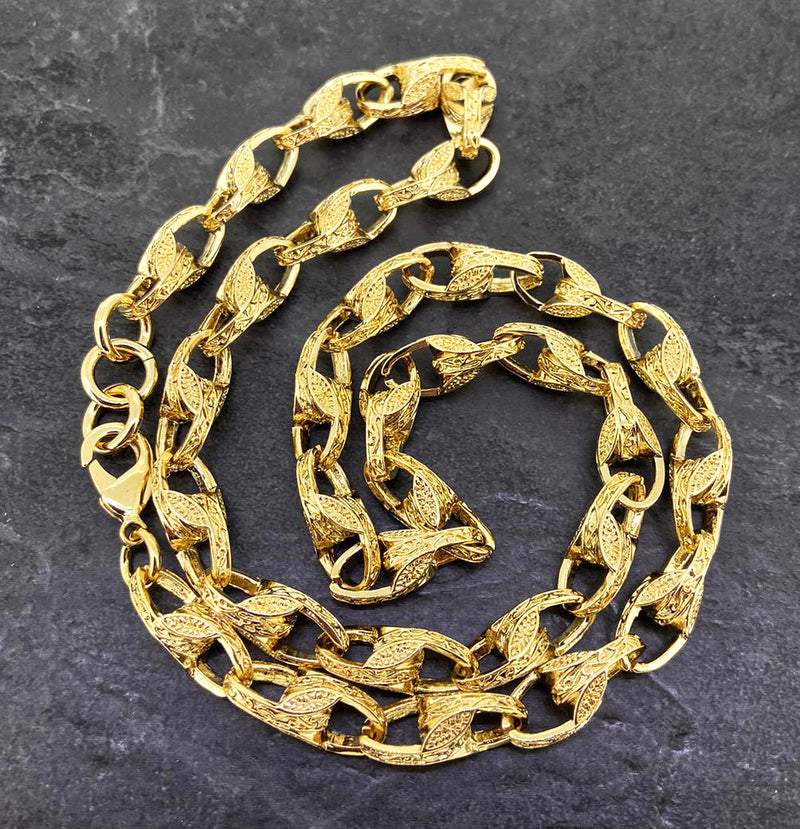 Gold 3D Patterned Tulip Chain-Bracelets-Bling King-Bling King