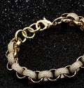 12mm Gold Alternate Pattern Belcher Bracelet with Stones