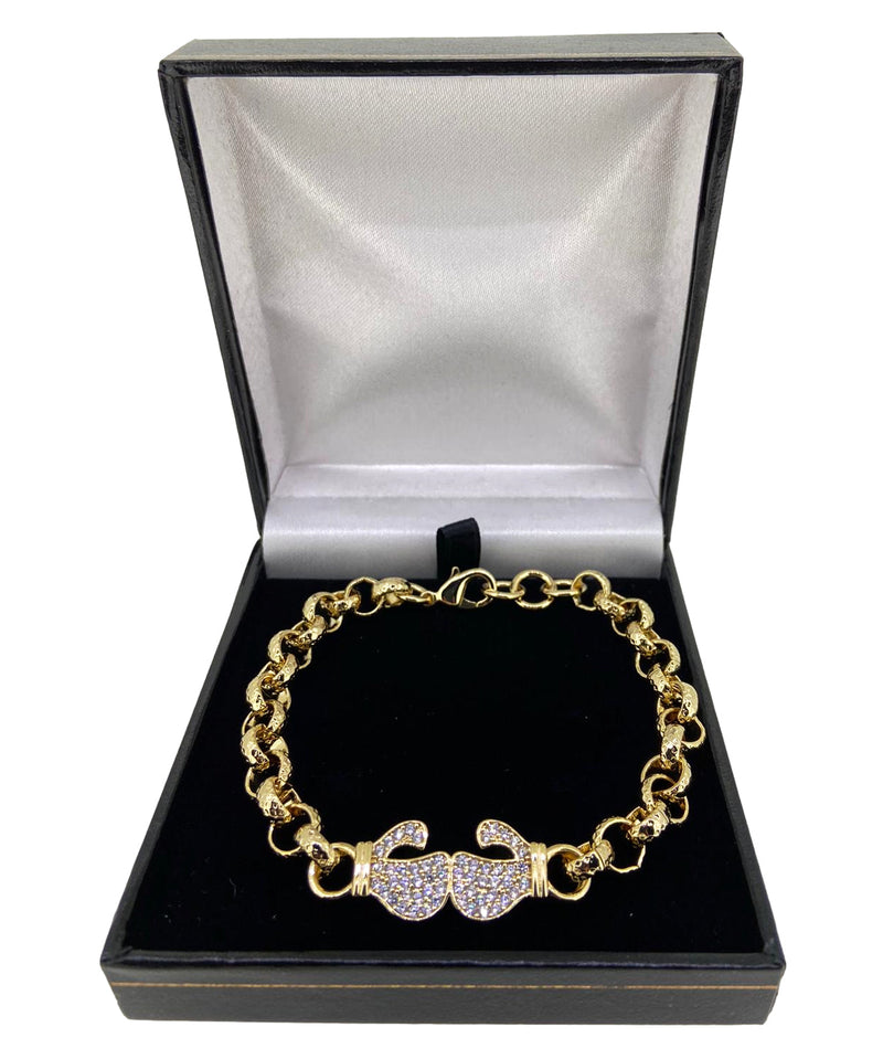 6 inch Boxing Glove Belcher Bracelet With Crystals for Kids