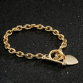 Gold Toggle Heart Bracelet Oval Links Tbar-Bracelets-Bling King-Bling King