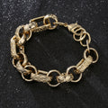 New Luxury XXL 18mm Gold Ornate Gypsy Link Belcher Bracelet