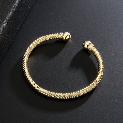 Gold Pattern Torque Bangle Bracelet Adjustable