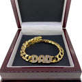 Gold Dad Curb Bracelet with Stones