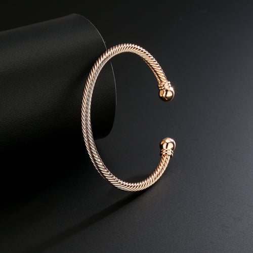 Rose Gold Torque Bangle Bracelet Adjustable