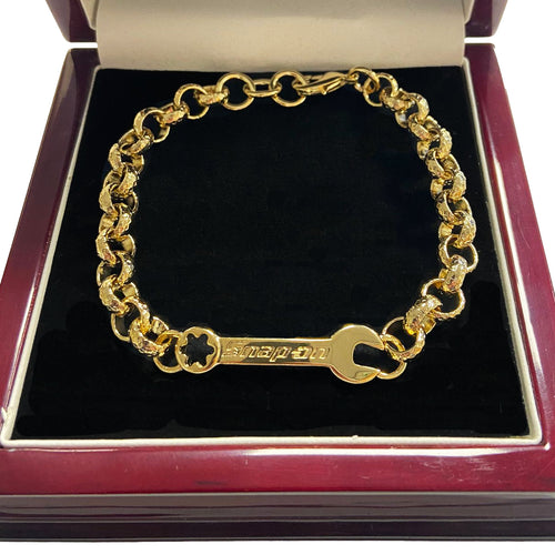 Gold 8mm Spanner Belcher Bracelet for Kids 6-inch