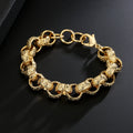 16mm Gold XXL Ornate Belcher Bracelet with Stones