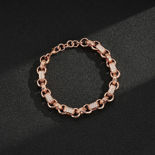 Rose Gold 10mm Gypsy Link Belcher Bracelet 8 inch