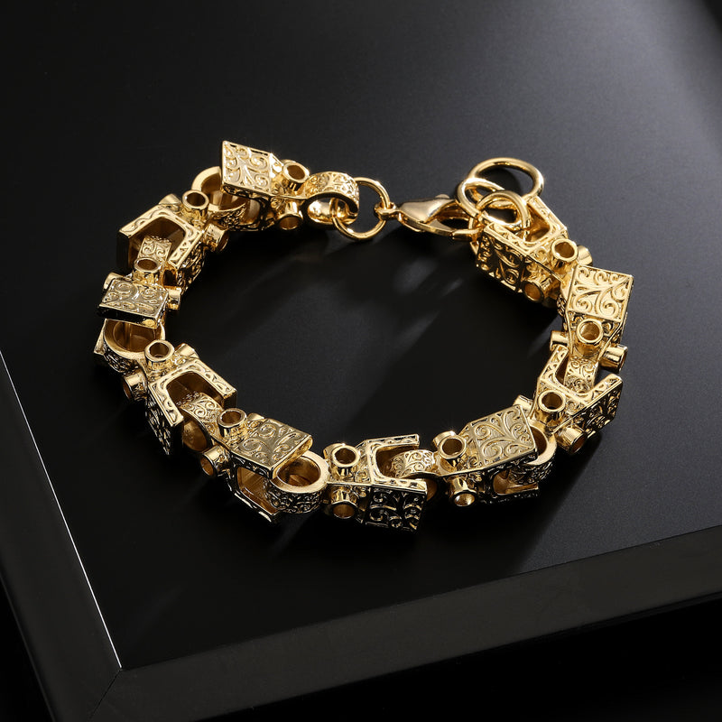 XL Gold 3D Block Bracelet