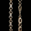 Premium Gold 10mm Gypsy Link with Stones Belcher Chain with Albert Clasp