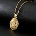 Upgraded Extra Large Gold Oval Locket Pendant Necklace
