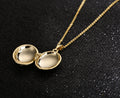 Large Gold Oval Locket Pendant Necklace