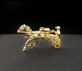 Gold Sulky Gypsy Horse Racing 3D Pendant (Chain Not Included)