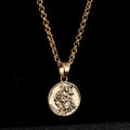 Gold St. Christopher Pendant with Belcher Chain