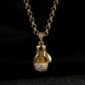 Premium Gold Boxing Glove Pendant with Stones Heavy Weight