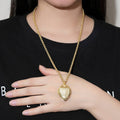 Premium Gold Heart Locket with Bird and Flowers