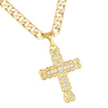 Heavy Gold Ornate Cross Pendant with Stones