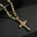 Heavy Gold Gothic Cross Pendant with Stones