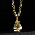 Premium Gold Large Boxing Glove Pendant with Belcher Chain
