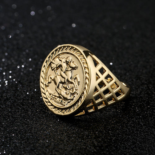 Gold St George Sovereign Ring