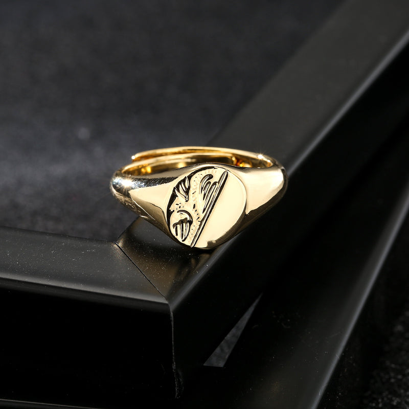 Gold Half Face Oval Ring