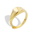 Gold Round Half Engraved Ring