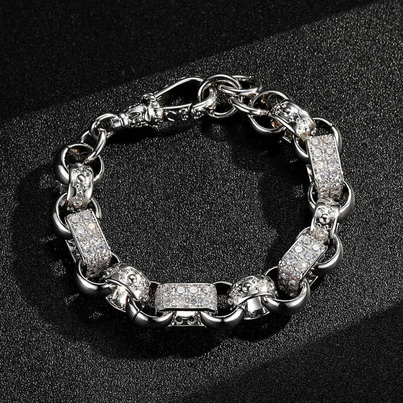 Silver XXL Gypsy Link Belcher Bracelet with Albert Clasp