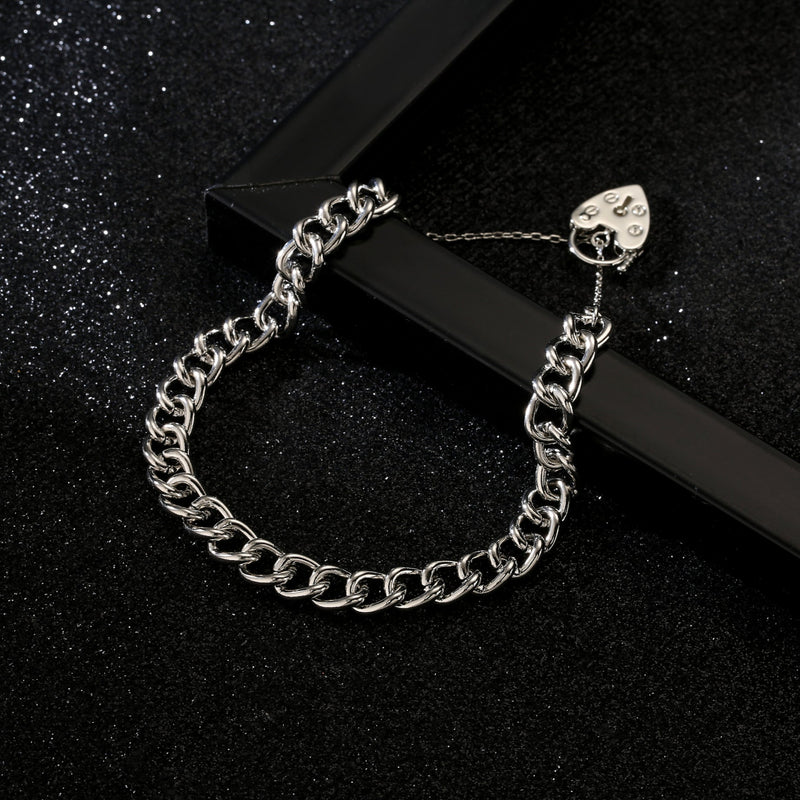 Silver Heart Lock Bracelet