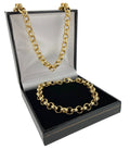 Luxury Set 8+24 Inch 8mm Gold Diamond Cut Pattern Belcher Bracelet and Chain
